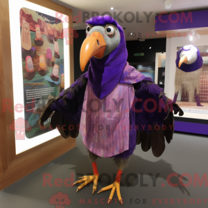 Fantasia de mascote de pintada roxa com macacão e xales - Mascotes pintadas - REBROKO_339475 - RedBrokoly.com