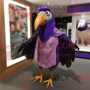 Fantasia de mascote de pintada roxa com macacão e xales - Mascotes pintadas - REBROKO_339475 - RedBrokoly.com