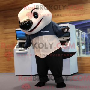 Beige orka-mascottekostuum...