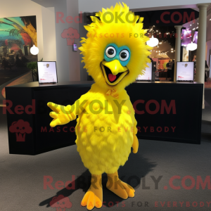 Gul påfugl maskot kostume...