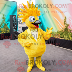 Gul påfugl maskot kostume...