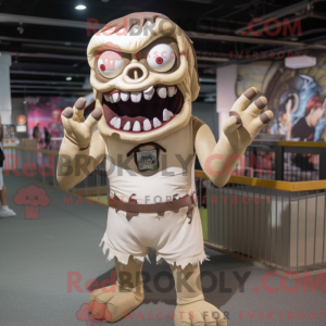 Beige Zombie maskot kostume...