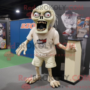 Beige Zombie maskot kostume...