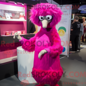 Magenta Emu-mascottekostuum...