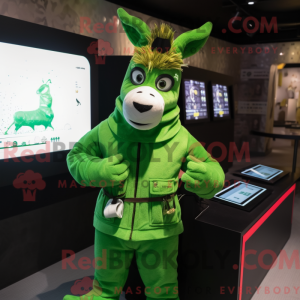Groene ezel mascottekostuum...