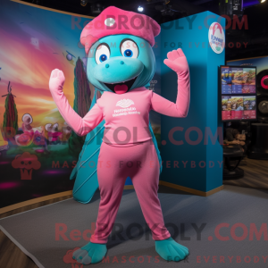 Teal Pink mascot costume...