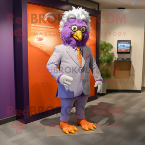 Lavender Chicken Parmesan mascot costume character dressed with a Suit Pants and Shoe clips