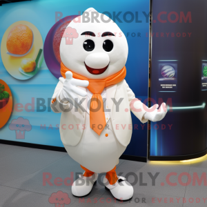 Hvid Abrikos maskot kostume...