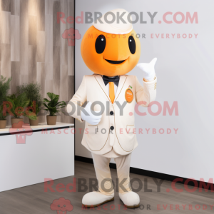 Hvid Abrikos maskot kostume...
