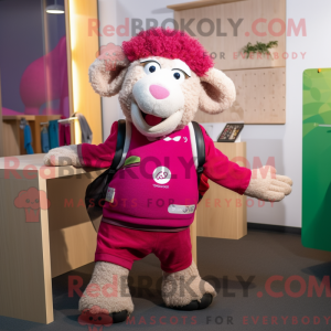 Magenta Merino Sheep mascot...