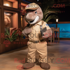 Brun delfin maskot kostume...