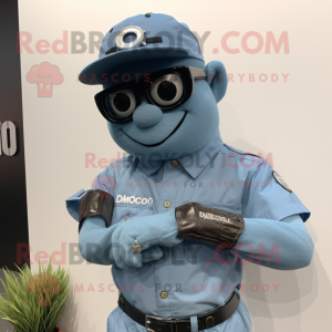 Black Commando mascot costume character dressed with a Chambray Shirt and Bracelet watches