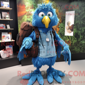 Blå Harpy maskot kostume...