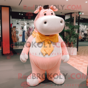 Peach Hippopotamus mascot...