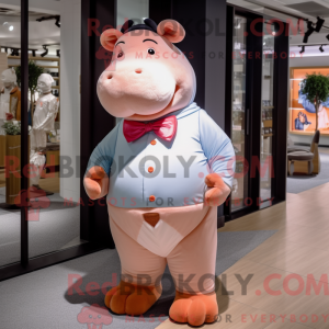 Peach Hippopotamus maskot...