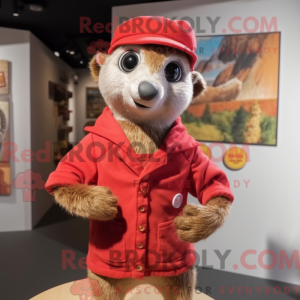 Rød Meerkat maskot kostume...