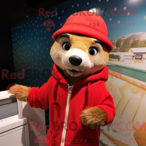 Rød Meerkat maskot kostume...
