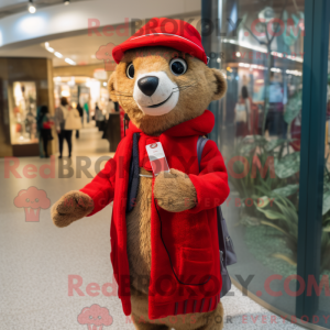 Rød Meerkat maskot kostume...