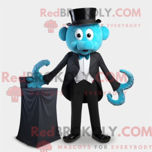 Cyan Octopus mascot costume...