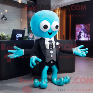 Cyan Octopus Maskottchen...