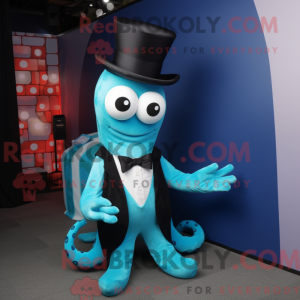 Cyan Octopus maskot kostume...
