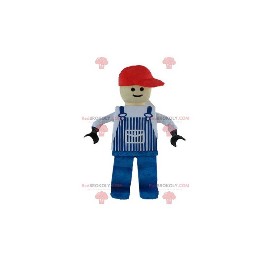 Lego maskotka ubrana w niebieski kombinezon - Redbrokoly.com
