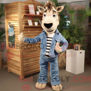 Tan Zebra mascot costume...