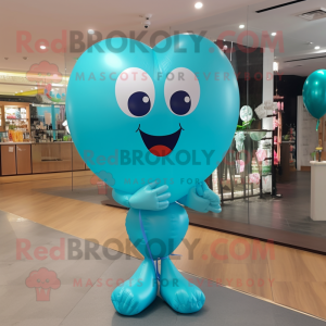 Cyan-herzförmige Ballon...