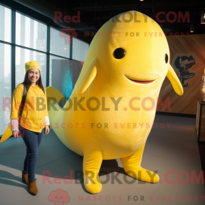 Gul Narhval maskot kostume...