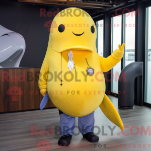 Gele Narwal mascottekostuum...