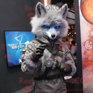 Silver Fox mascot costume...