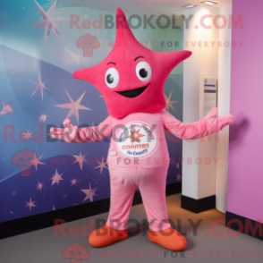 Fantasia de mascote Estrela-do-mar cor-de-rosa com terno e gorros - Mascotes estrela do mar - REBROKO_339995 - RedBrokoly.com