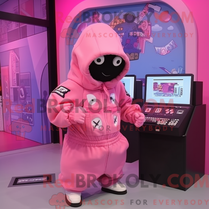 Fantasia de mascote Computador cor-de-rosa com moletom e bolsas - Mascotes de computador - REBROKO_340016 - RedBrokoly.com