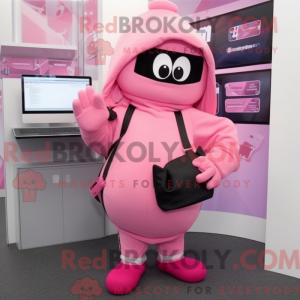 Rosa datormaskotdraktfigur...