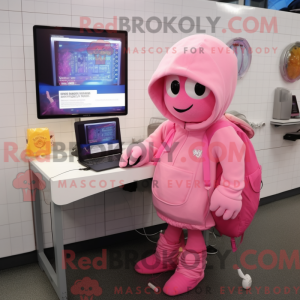Pink computer maskot...