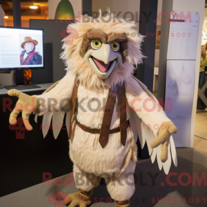 Beige Harpy maskot drakt...