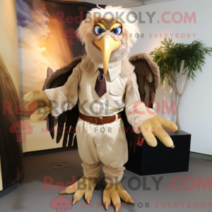 Beige Harpy maskot drakt...