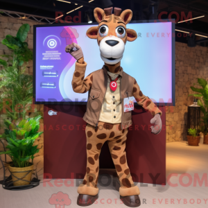Brun Giraffe maskot drakt...