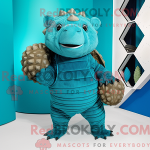 Cyan Glyptodon maskot...