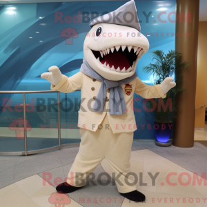 Cream Shark-mascottekostuum...