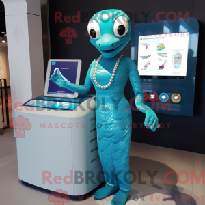 Cyan Python maskot kostume...
