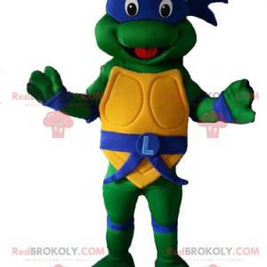 Mascot Leonardo famous ninja turtle with blue headband -