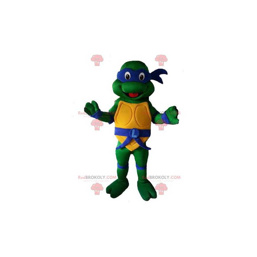 Mascote da famosa tartaruga ninja de Leonardo com fita azul -