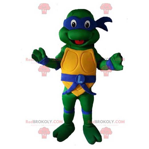 Mascot Leonardo beroemde ninjaschildpad met blauwe hoofdband -