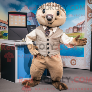 Tan Pangolin mascot costume...