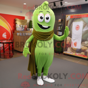 Olive Green Bean mascot...