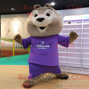 Lavendel Beaver maskot...