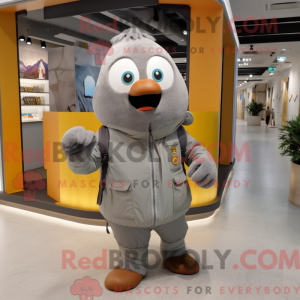 Grå Mango maskot kostume...