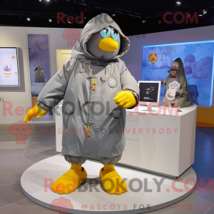 Grå Mango-maskotdraktfigur...