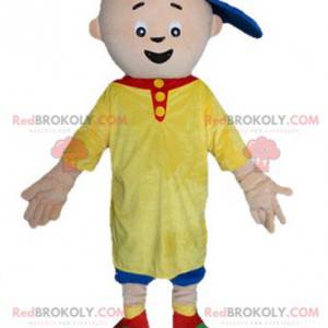 Mascote garotinho em roupa amarela e azul - Redbrokoly.com